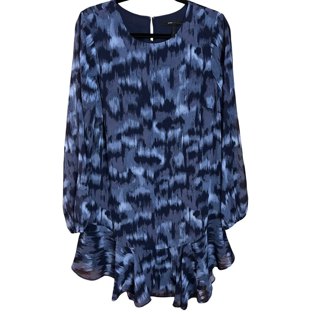 Whimsical Blue Sheer Sleeve Dress // BCBG Max Azaria Women's Size L
